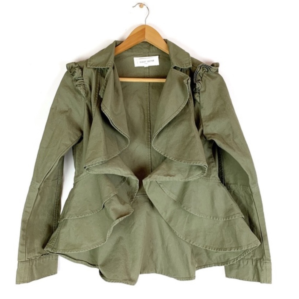 Olive Ruffle Guest Editor Jacket | Anthropology - image 1
